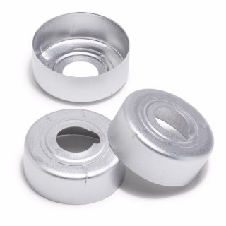 Cap, crimp, headspace, 20 mm, silver aluminum cap with safety feature, no septa, 100/pk图片