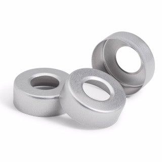 Cap, crimp, headspace, 20 mm, silver aluminum cap, no septa, 100/pk图片