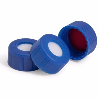 Screw cap, bonded blue, PTFE/silicone septa, 100/pk图片