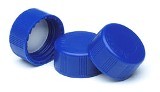 Cap, screw, blue, PTFE-lined solid top, 100/pk图片