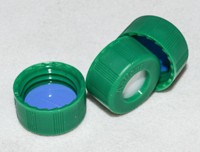 Cap, screw, green, preslit PTFE/silicone, 100/pk图片