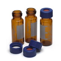 MS analyzed vial kit. Includes 2 mL amber screw top vials with write-on spot, blue screw caps, PTFE/silicone septa. 100 of each图片