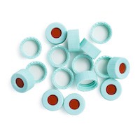 Cap, screw, light turquoise, PTFE/silicone septa, 100/pk图片