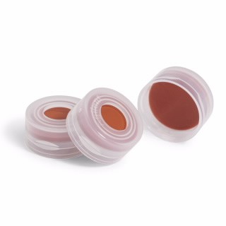 Cap, snap, clear, clear PTFE/red silicone septa, 100/pk图片