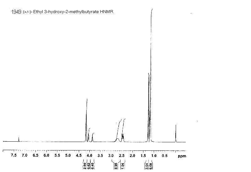 Butyric acid, 3-hydroxy-2-methyl-, ethyl ester光谱图1